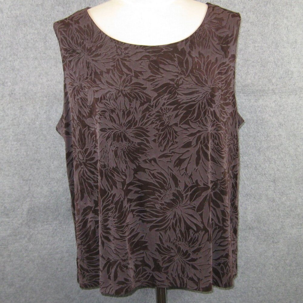 Citiknits Sleeveless Top 1X Brown Floral